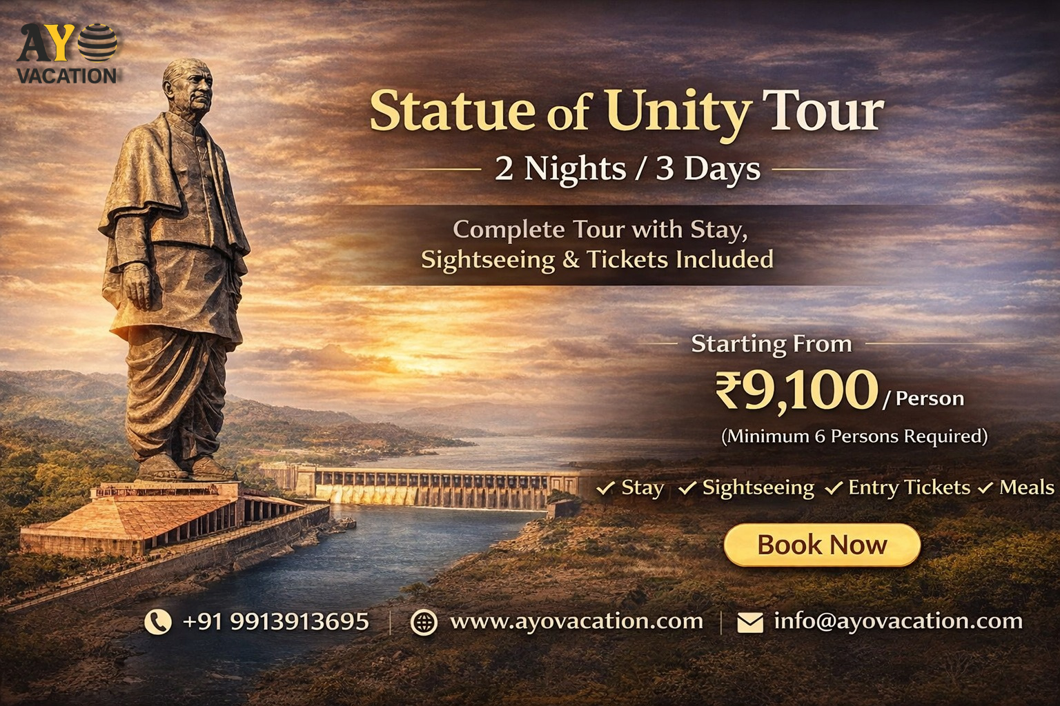 You are currently viewing Statue of Unity Tour Package – 2 Nights / 3 Days