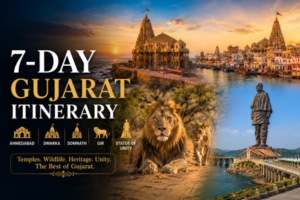 Read more about the article 7-Day Gujarat Itinerary: Ahmedabad, Dwarka, Somnath, Gir & Statue of Unity